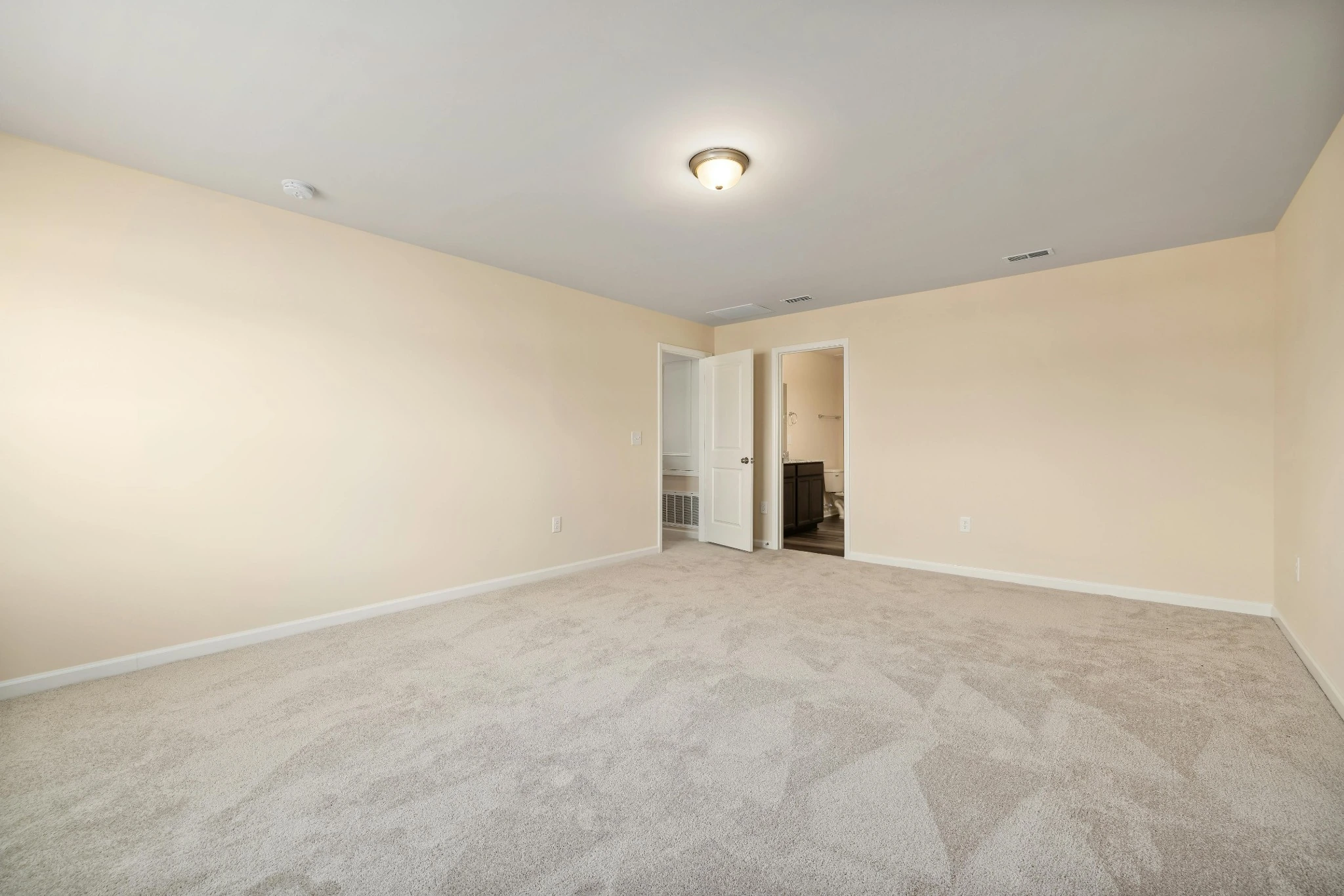 Bedroom carpet with professional vacuum lines after cleaning